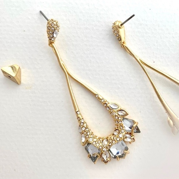 ALEXIS BITTAR • Miss Havisham Jagged Diamond Gold Crystal Marquis Earrings - Picture 6 of 13